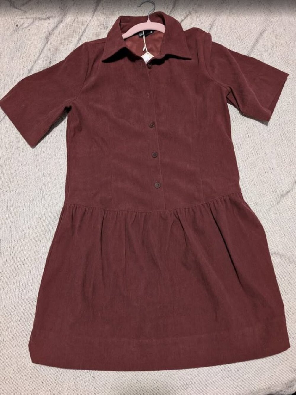Frank and Oak Corduroy Shirt Dress in Pinot Noir / Maroon - Small